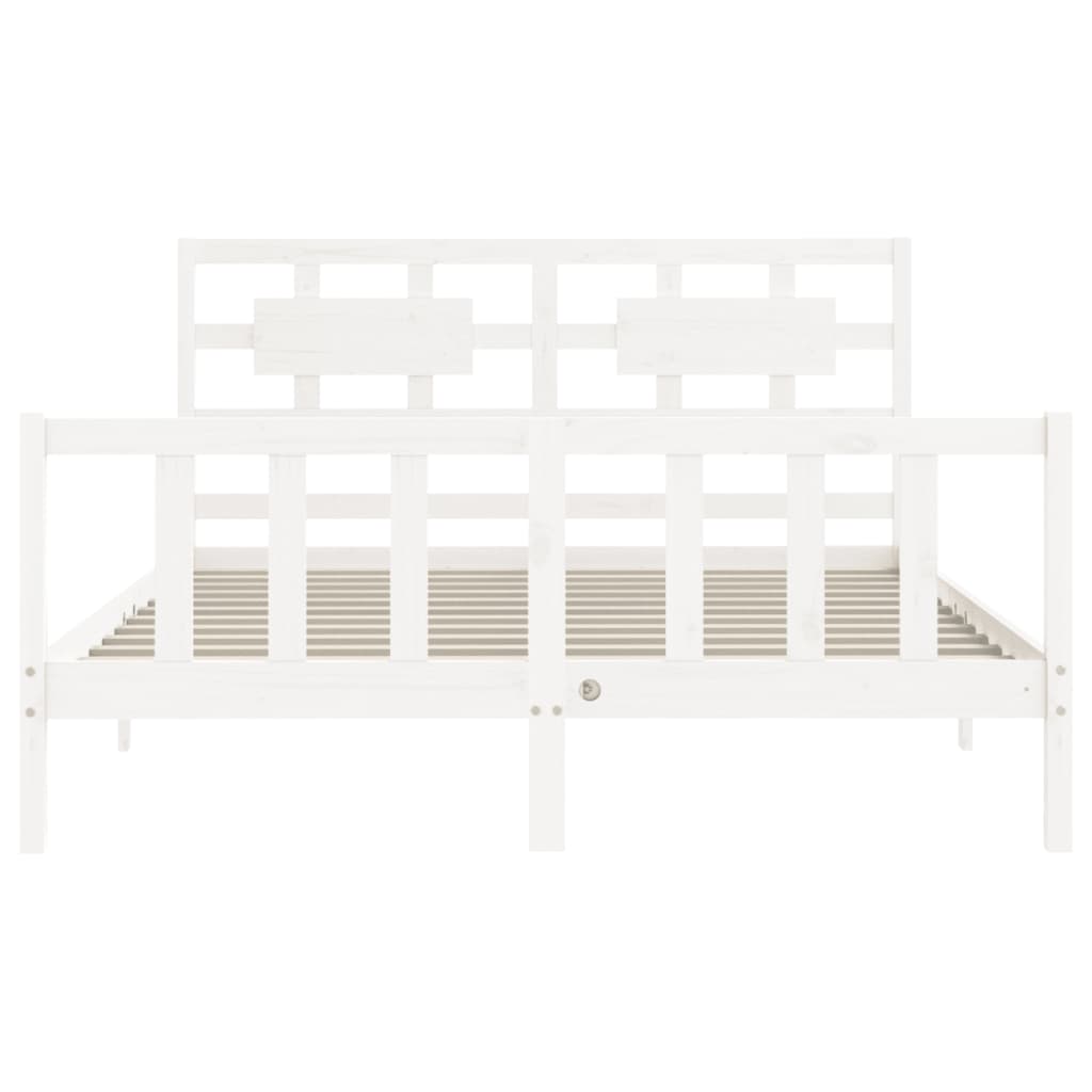 Bed Frame without Mattress White King Size Solid Wood Pine