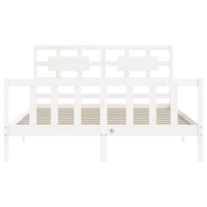 Bed Frame without Mattress White King Size Solid Wood Pine