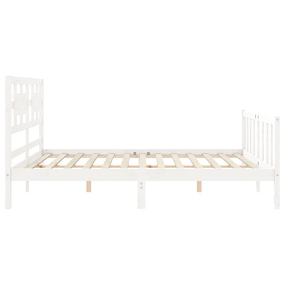 Bed Frame without Mattress White King Size Solid Wood Pine