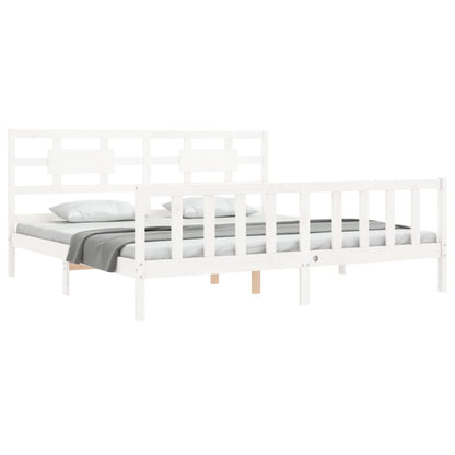 Bed Frame with Headboard White 200x200 cm Solid Wood