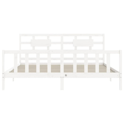 Bed Frame with Headboard White 200x200 cm Solid Wood