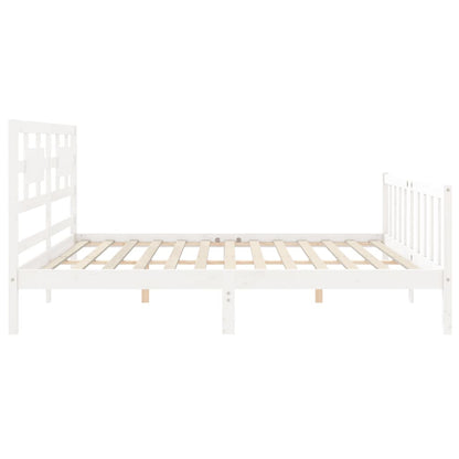 Bed Frame with Headboard White 200x200 cm Solid Wood