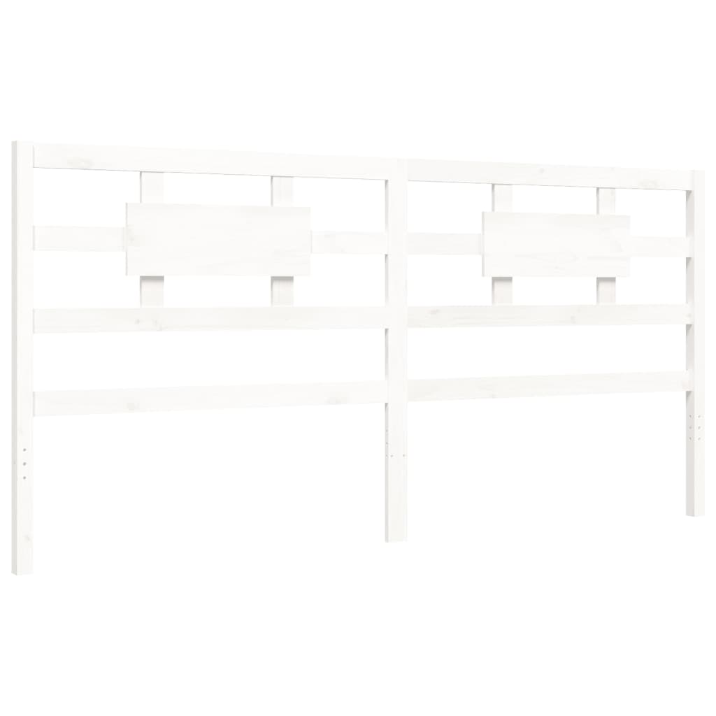 Bed Frame with Headboard White 200x200 cm Solid Wood