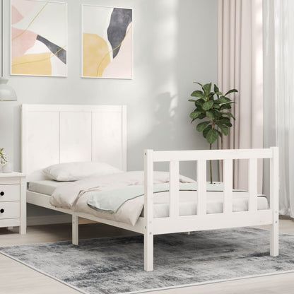 Bed Frame without Mattress White Small Single Solid Wood Pine