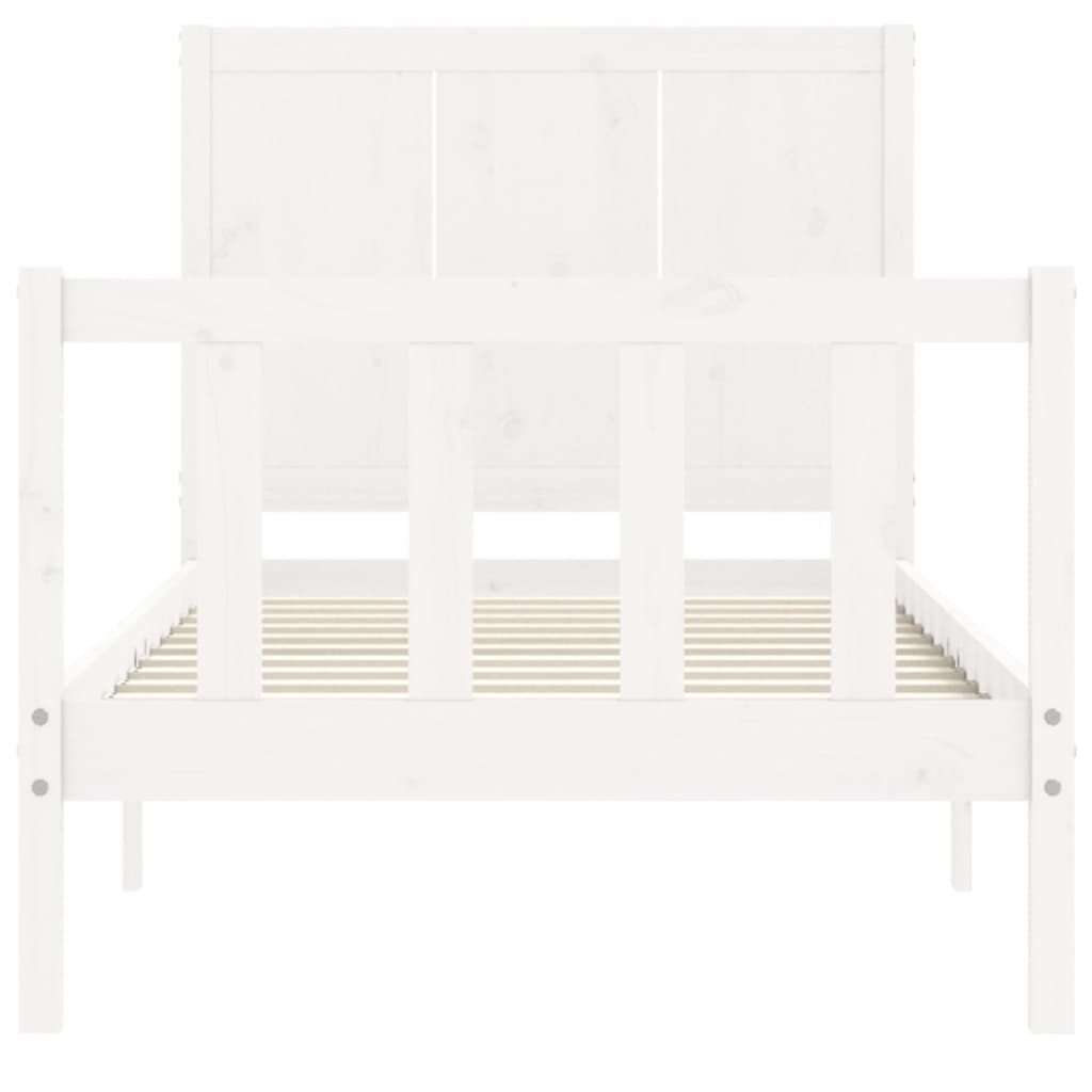 Bed Frame without Mattress White Small Single Solid Wood Pine