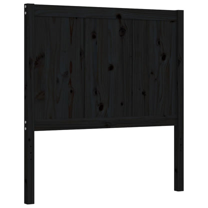 Bed Frame with Headboard Black Single Solid Wood