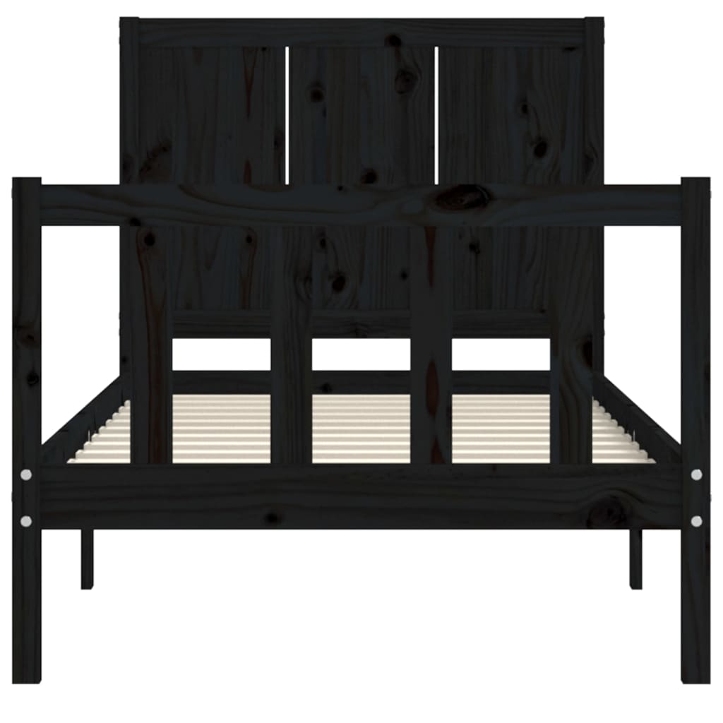 Bed Frame without Mattress Black 90x200 cm Solid Wood Pine