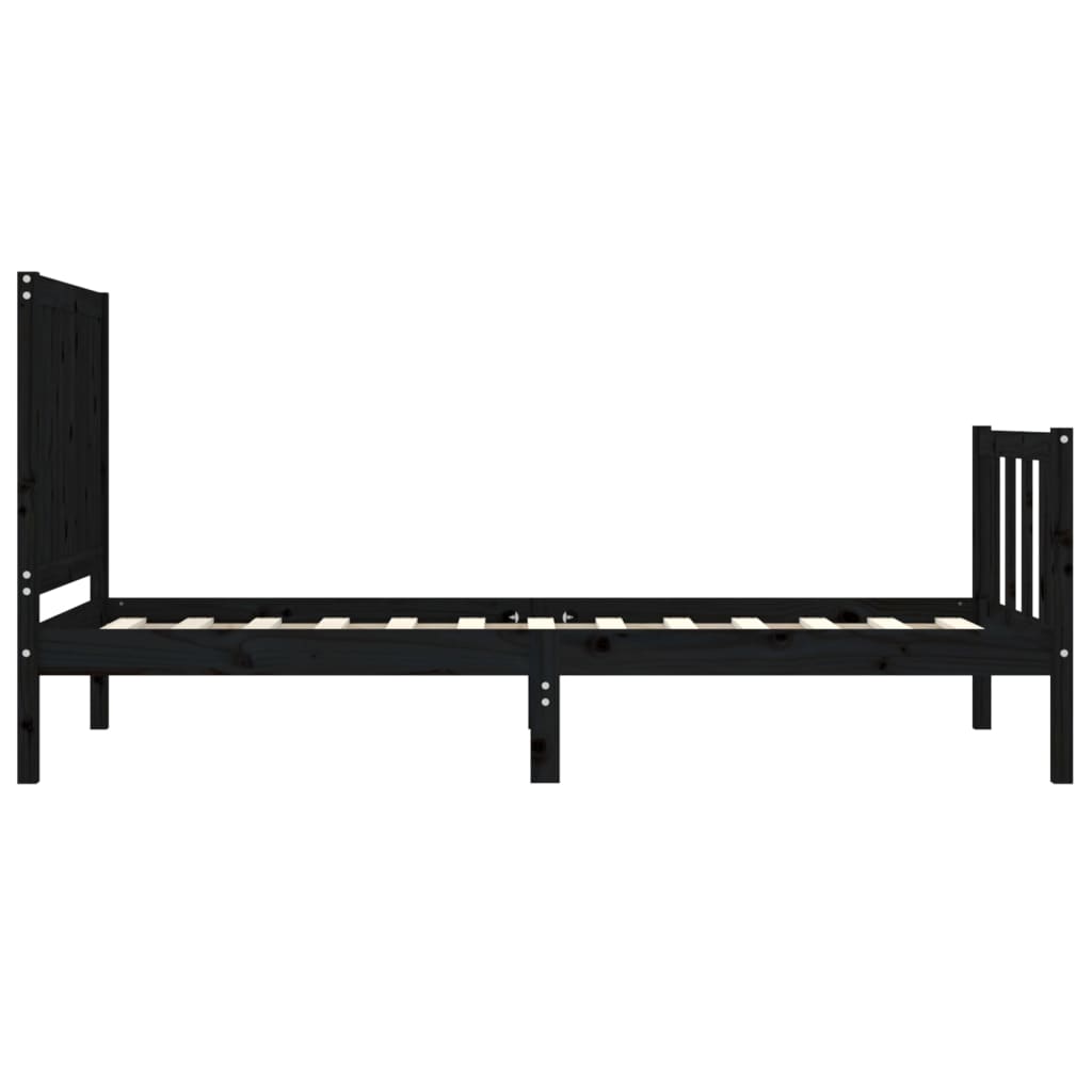 Bed Frame without Mattress Black 90x200 cm Solid Wood Pine