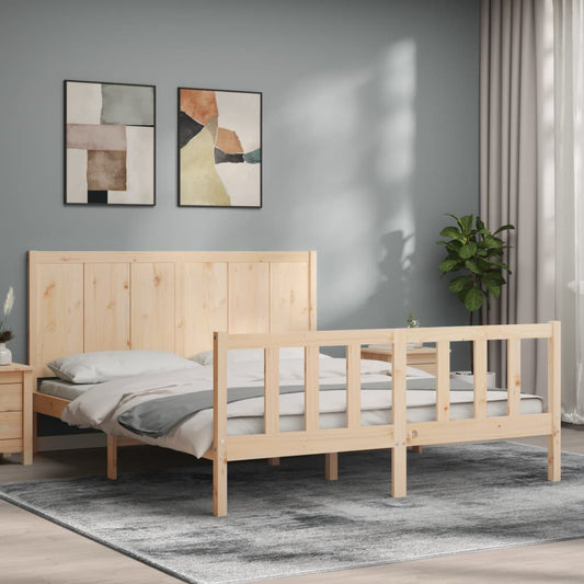 Bed Frame without Mattress King Size Solid Wood Pine