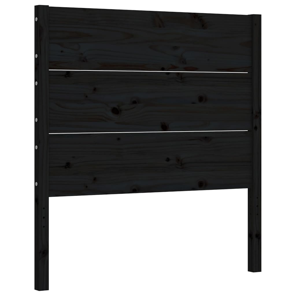 Bed Frame with Headboard Black Single Solid Wood