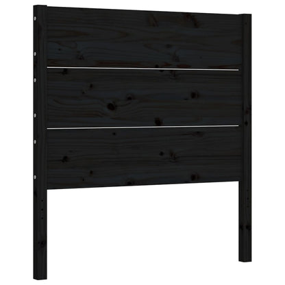 Bed Frame with Headboard Black Single Solid Wood