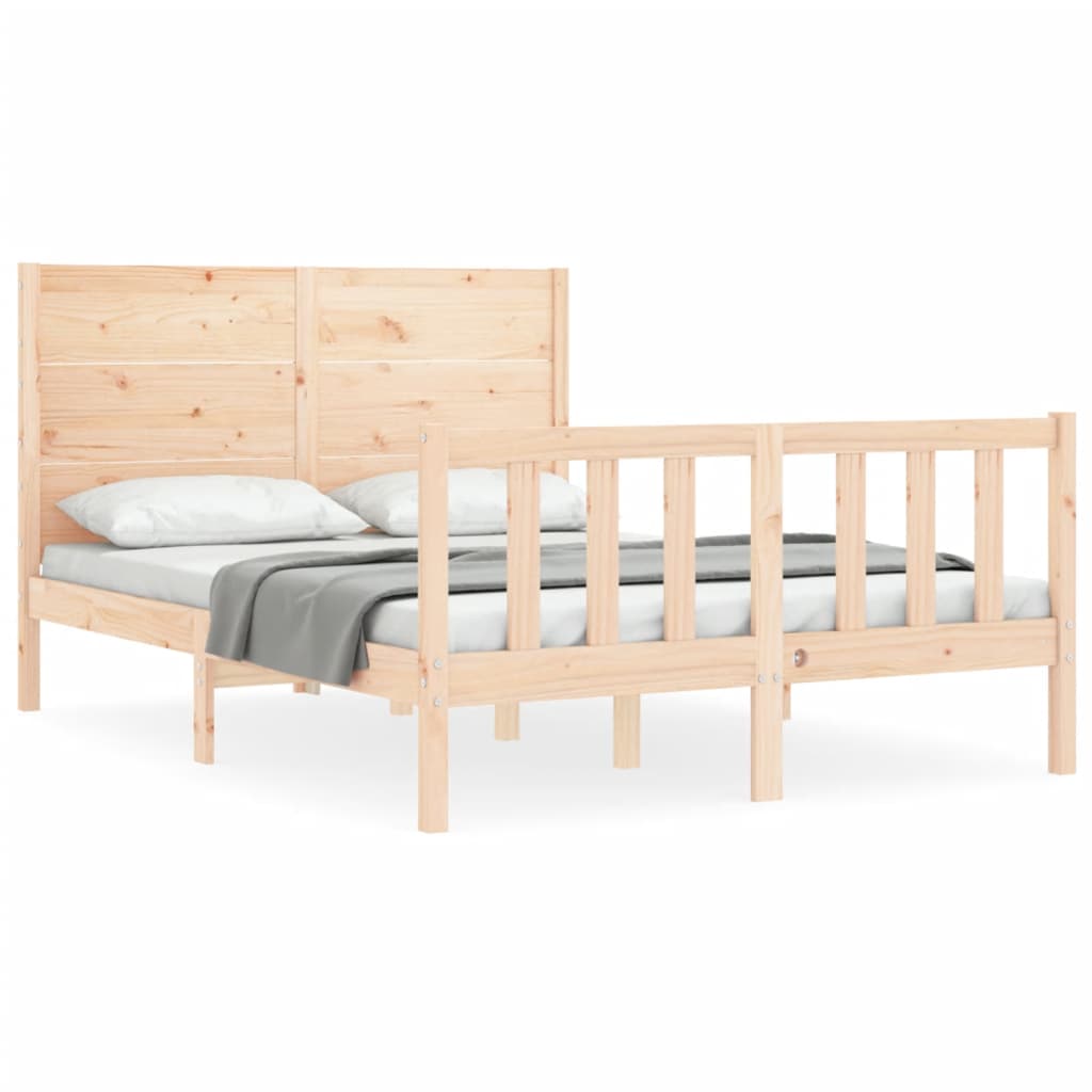 Bed Frame with Headboard 140x190 cm Solid Wood