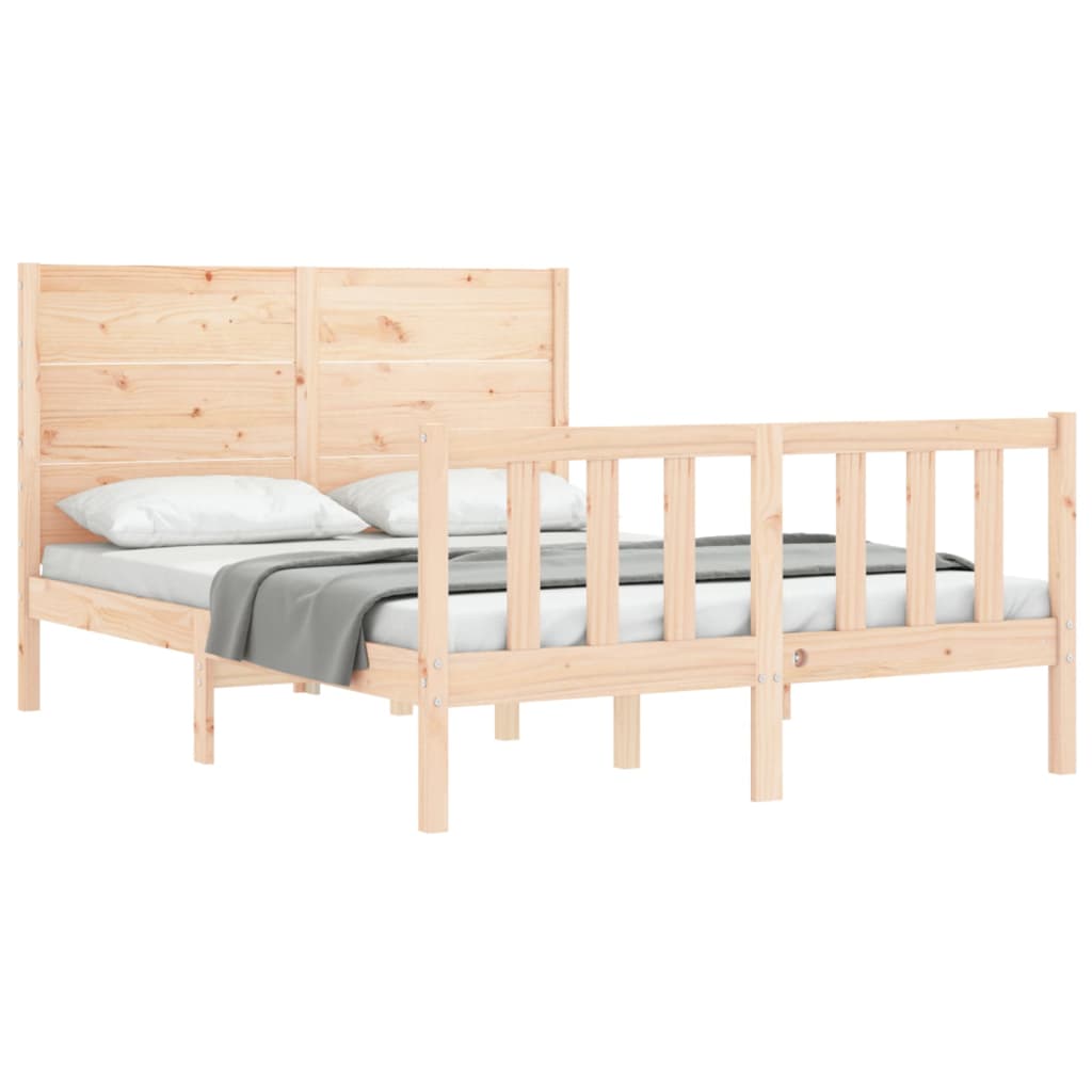 Bed Frame with Headboard 140x190 cm Solid Wood