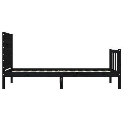 Bed Frame without Mattress Black 90x200 cm Solid Wood Pine