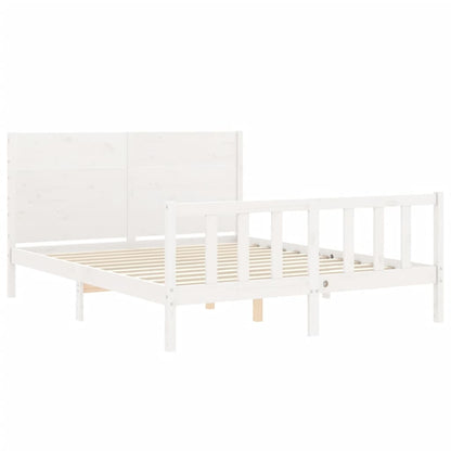 Bed Frame with Headboard White 160x200 cm Solid Wood