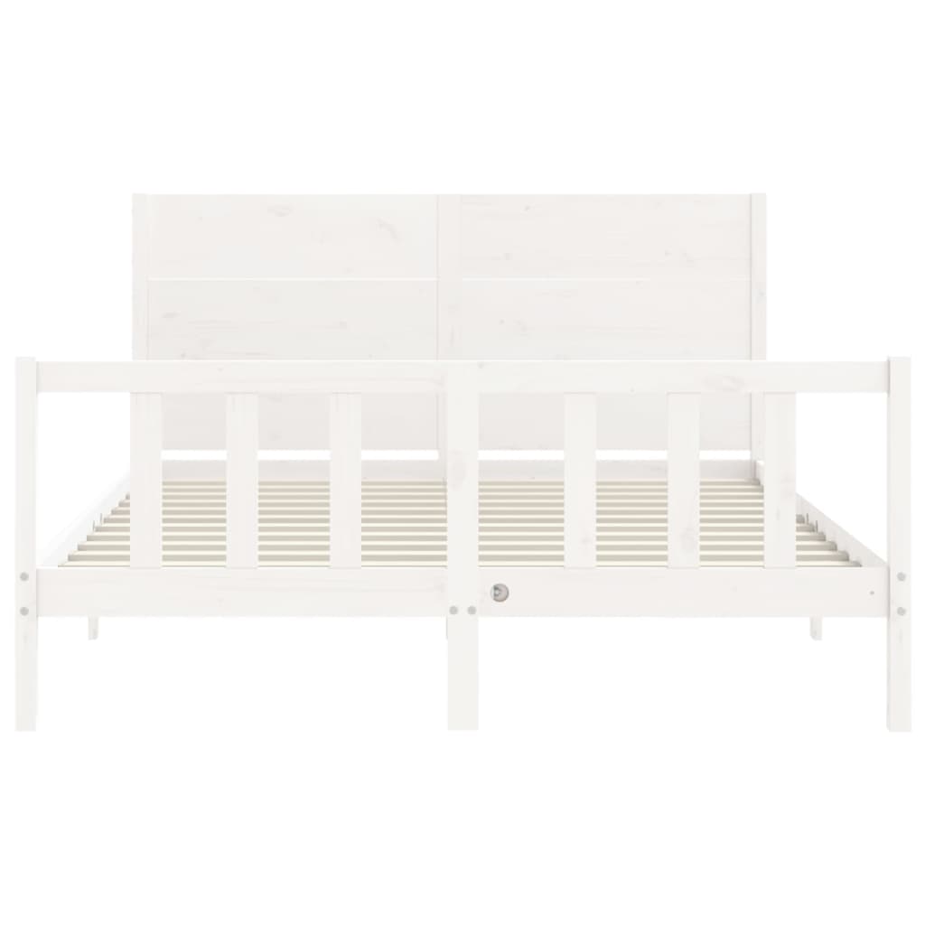 Bed Frame with Headboard White 160x200 cm Solid Wood