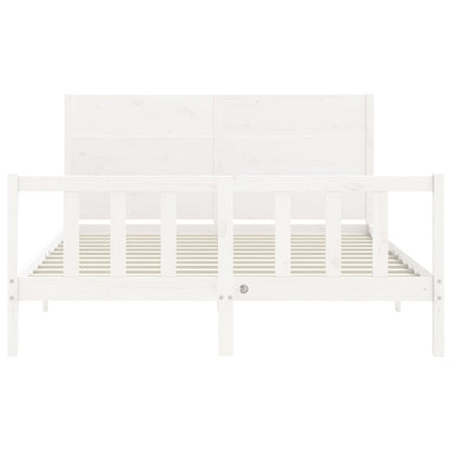 Bed Frame with Headboard White 160x200 cm Solid Wood