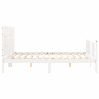 Bed Frame with Headboard White 160x200 cm Solid Wood