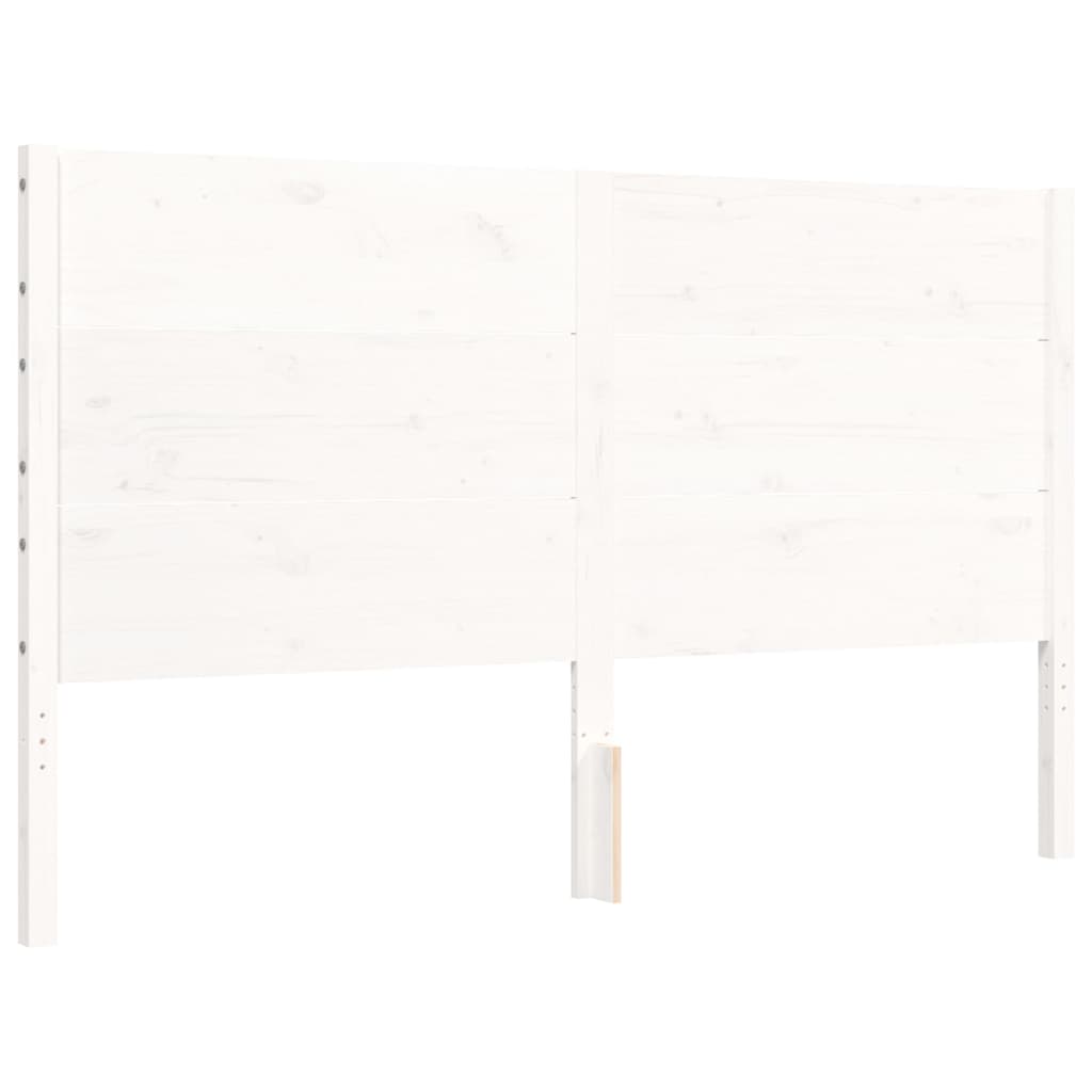 Bed Frame with Headboard White 160x200 cm Solid Wood