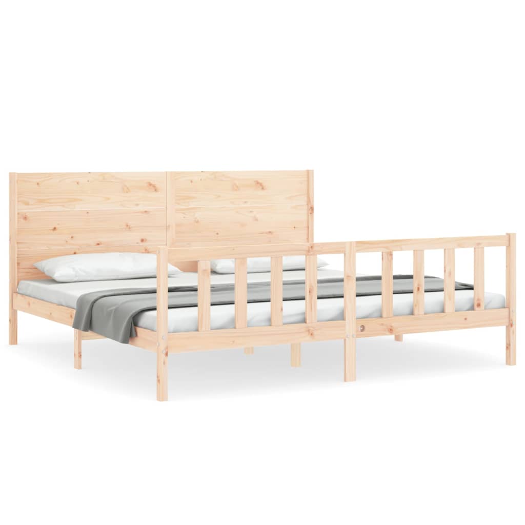 Bed Frame with Headboard Super King Size Solid Wood