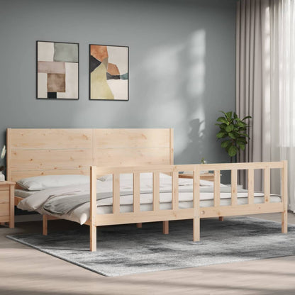 Bed Frame with Headboard Super King Size Solid Wood