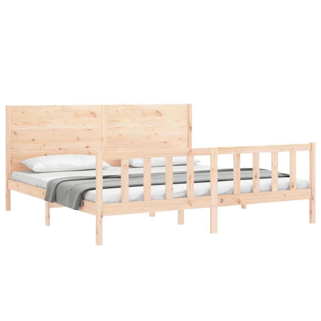 Bed Frame with Headboard Super King Size Solid Wood