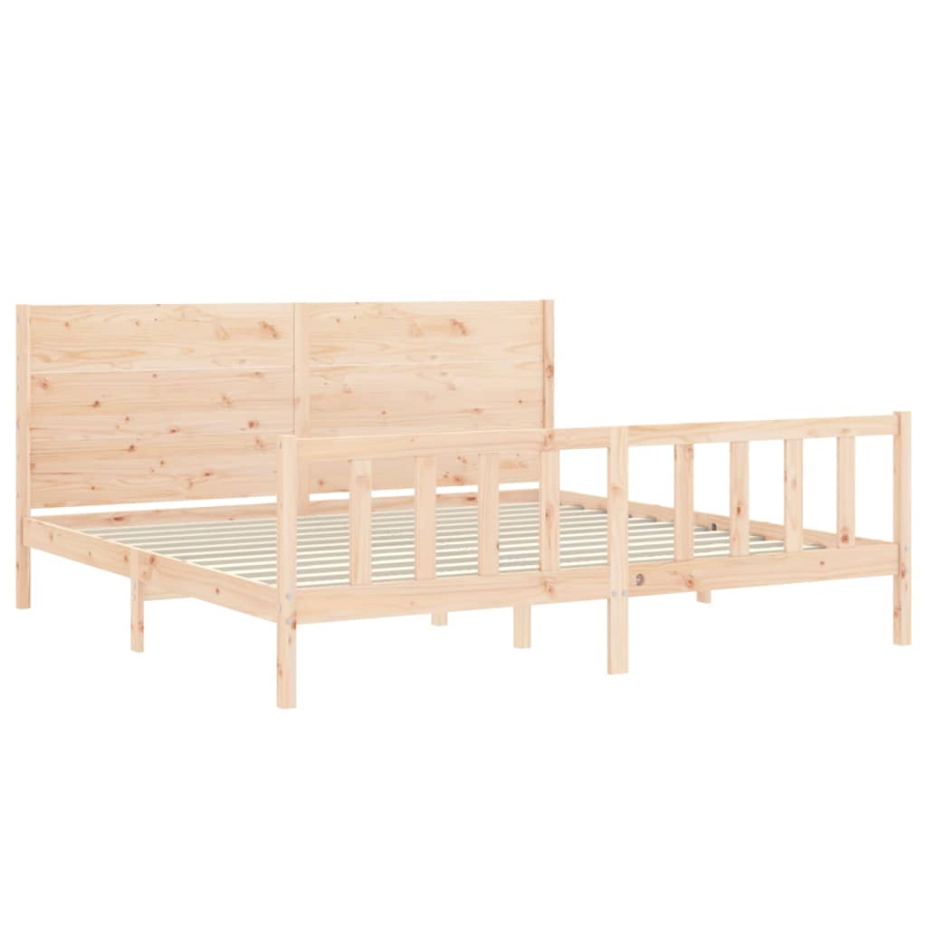 Bed Frame with Headboard Super King Size Solid Wood