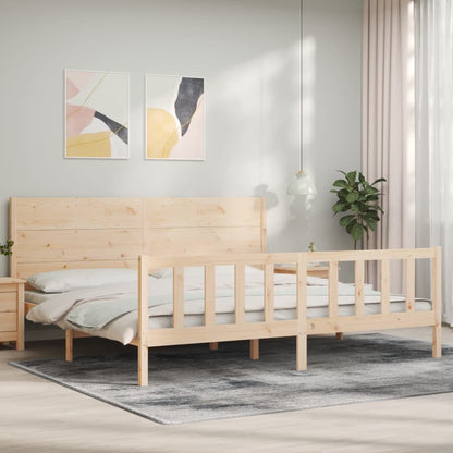 Bed Frame with Headboard Super King Size Solid Wood