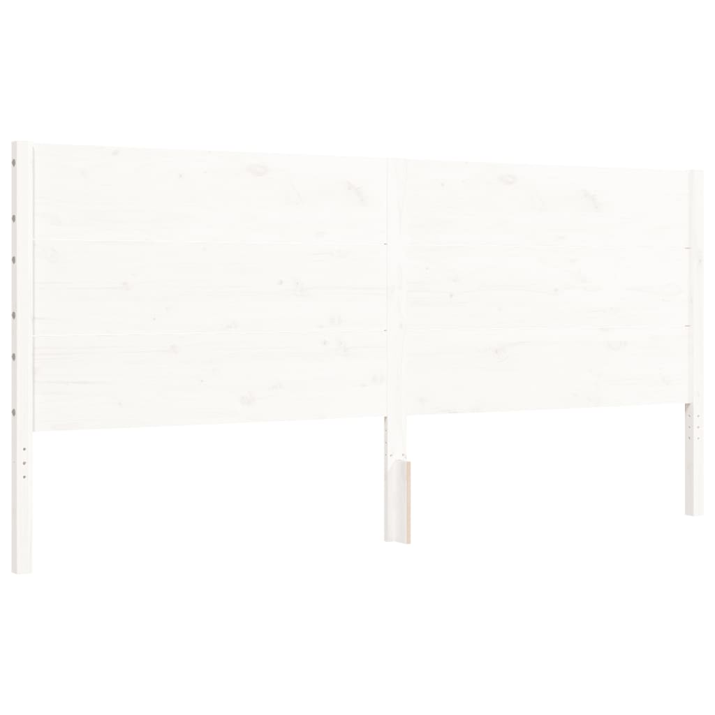 Bed Frame with Headboard White Super King Size Solid Wood