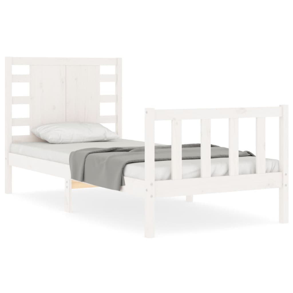 Bed Frame without Mattress White Small Single Solid Wood Pine