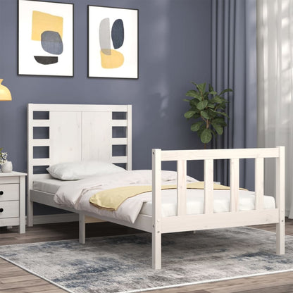 Bed Frame without Mattress White Small Single Solid Wood Pine