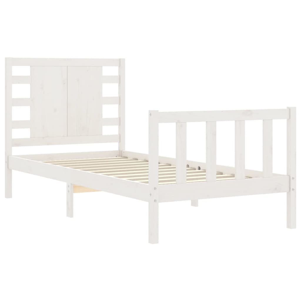 Bed Frame without Mattress White Small Single Solid Wood Pine