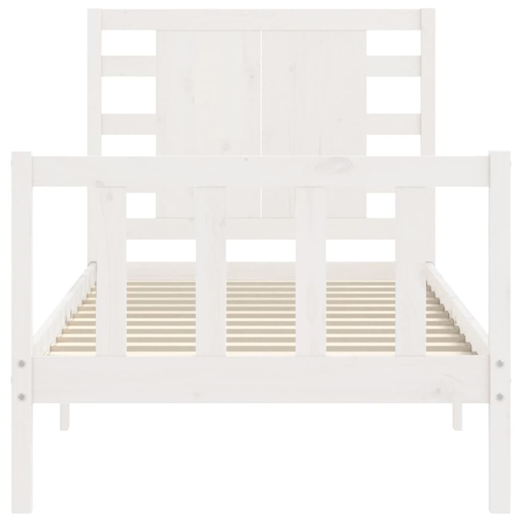 Bed Frame without Mattress White Small Single Solid Wood Pine