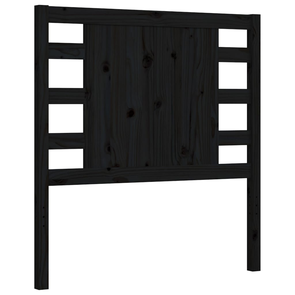 Bed Frame with Headboard Black Single Solid Wood