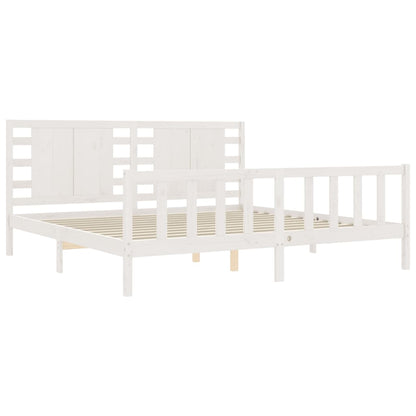 Bed Frame with Headboard White 200x200 cm Solid Wood