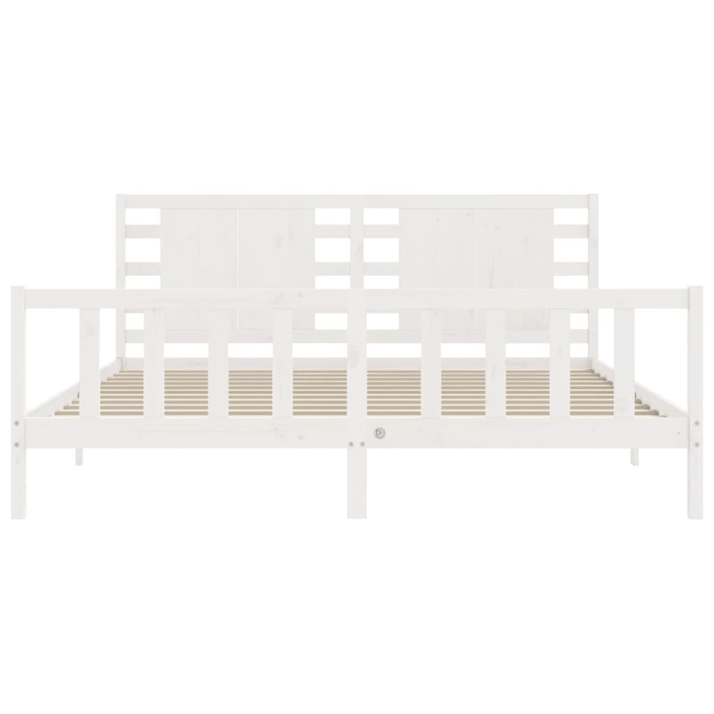 Bed Frame with Headboard White 200x200 cm Solid Wood