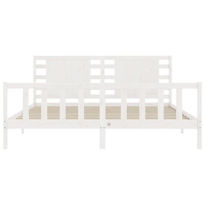 Bed Frame with Headboard White 200x200 cm Solid Wood