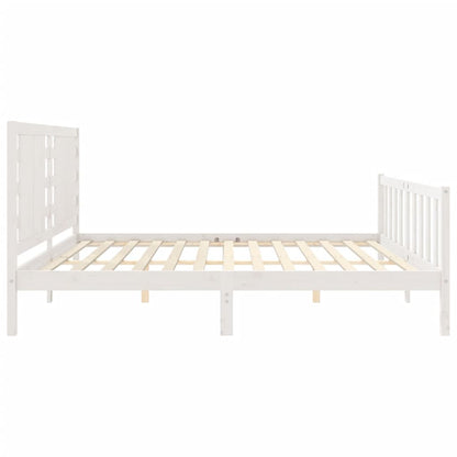 Bed Frame with Headboard White 200x200 cm Solid Wood