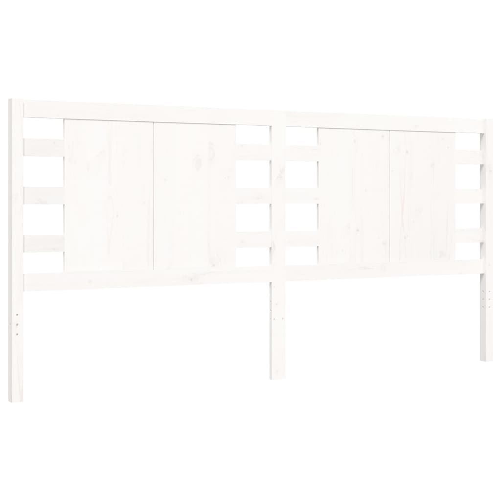 Bed Frame with Headboard White 200x200 cm Solid Wood