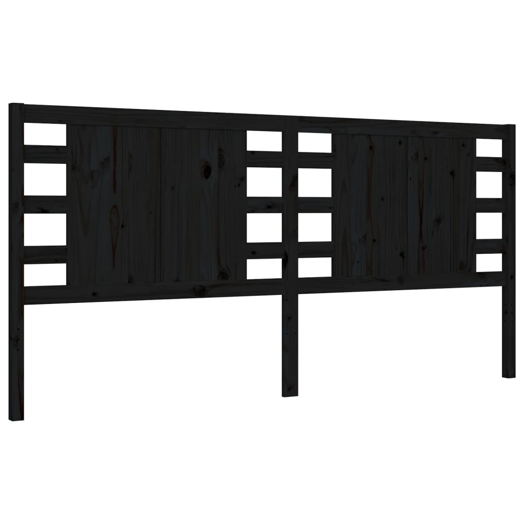 Bed Frame with Headboard Black 200x200 cm Solid Wood