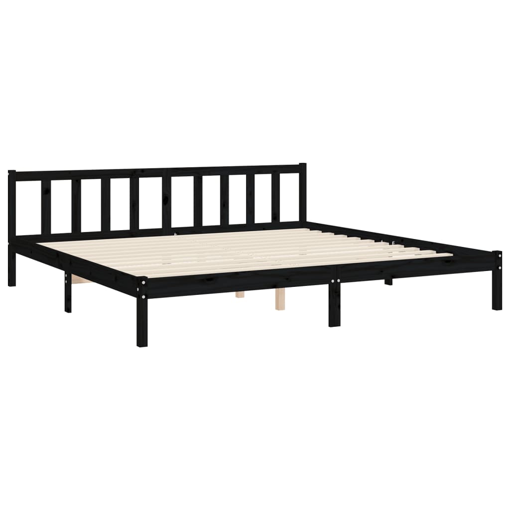 Bed Frame with Headboard Black 200x200 cm Solid Wood