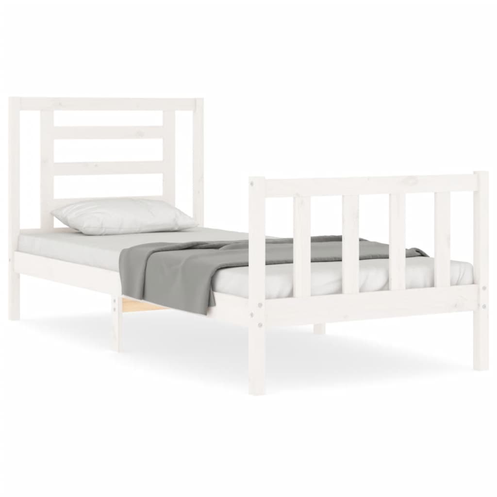 Bed Frame without Mattress White Small Single Solid Wood Pine