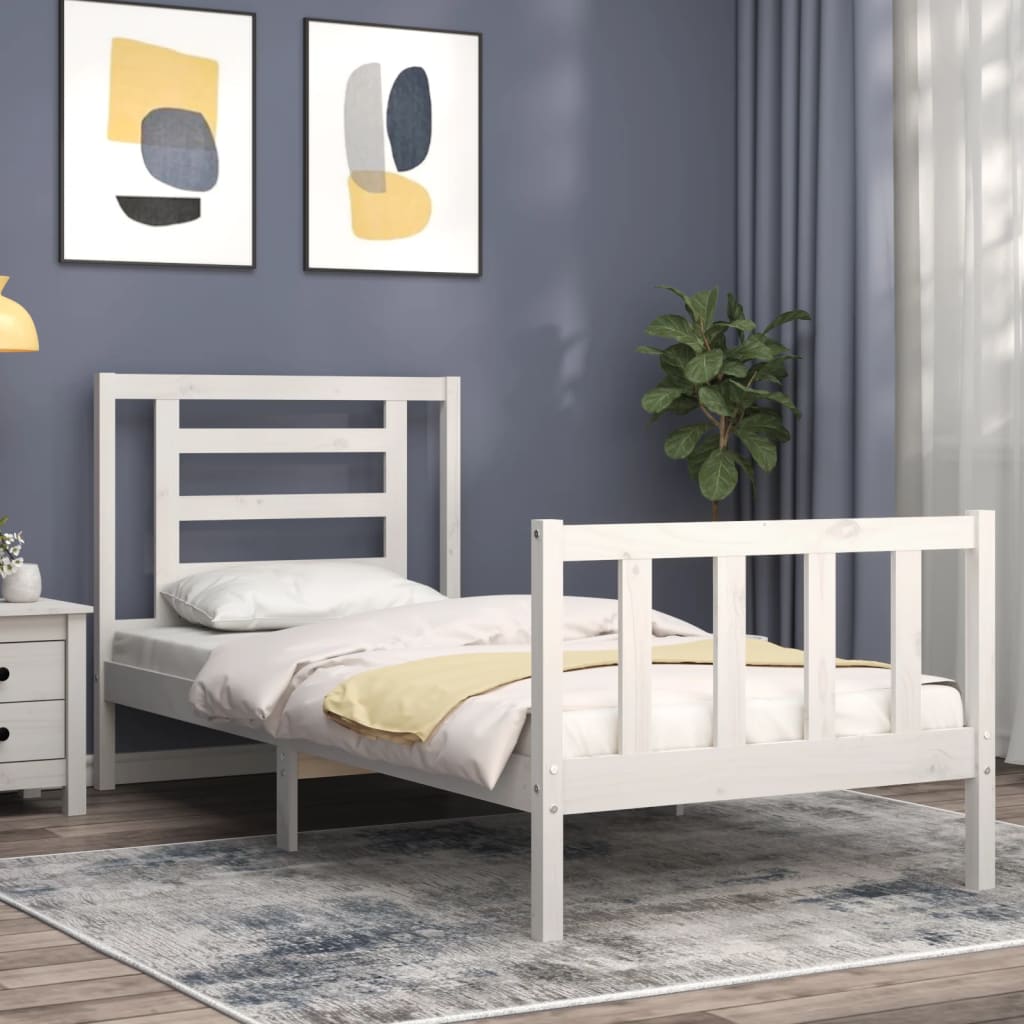 Bed Frame without Mattress White Small Single Solid Wood Pine