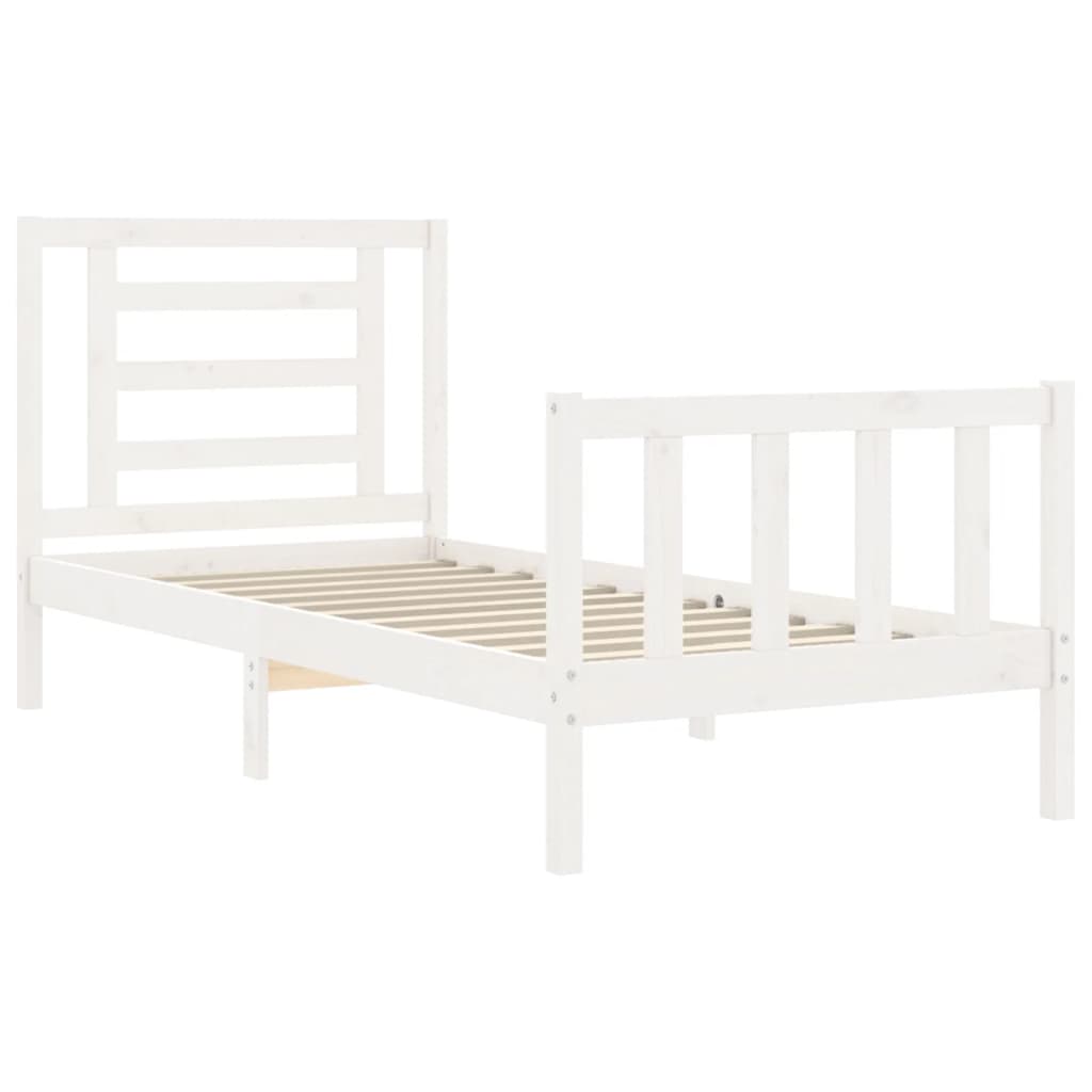 Bed Frame without Mattress White Small Single Solid Wood Pine