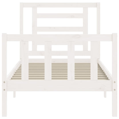 Bed Frame without Mattress White Small Single Solid Wood Pine