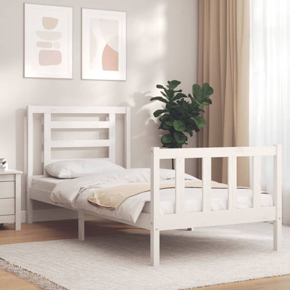 Bed Frame without Mattress White Small Single Solid Wood Pine