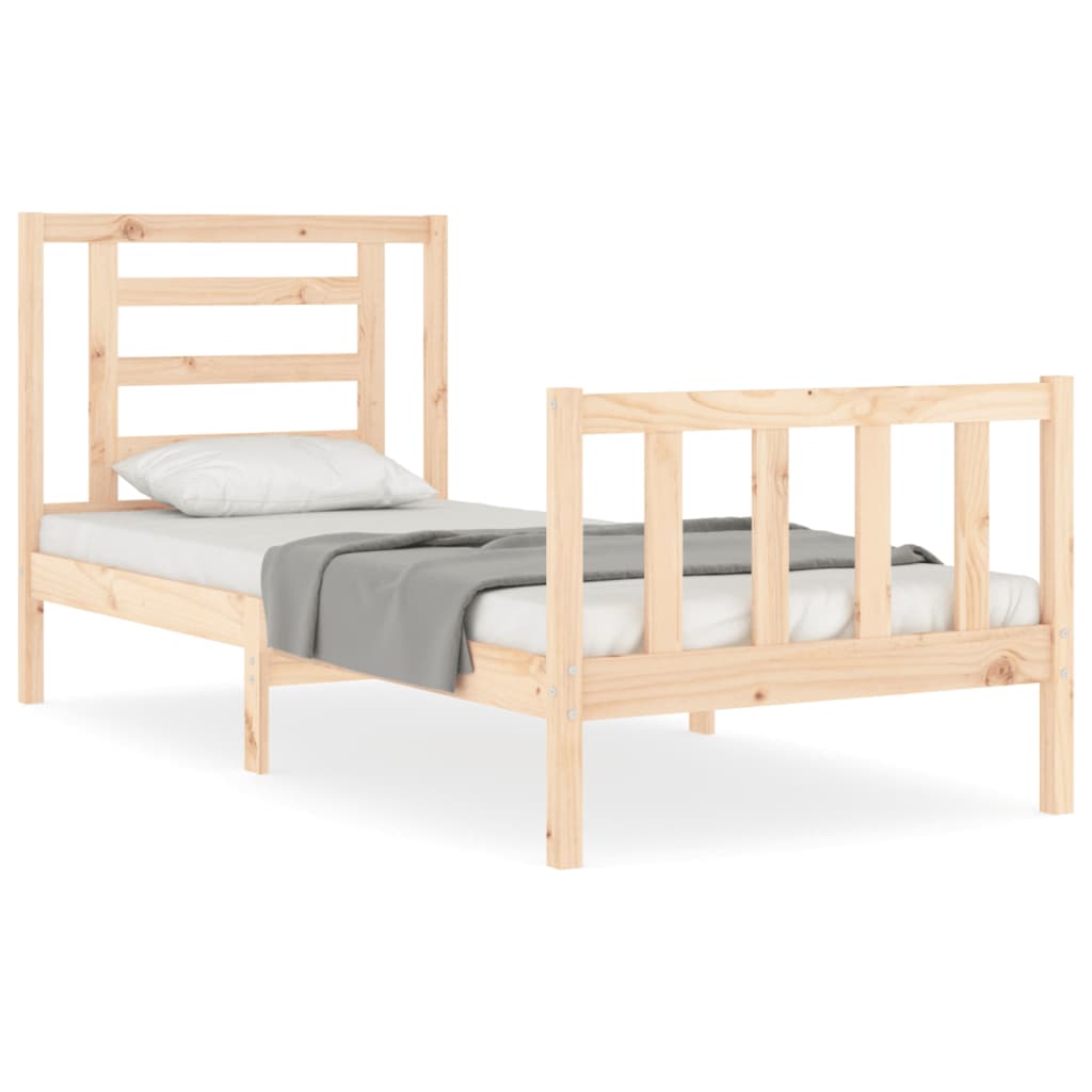 Bed Frame with Headboard Single Solid Wood