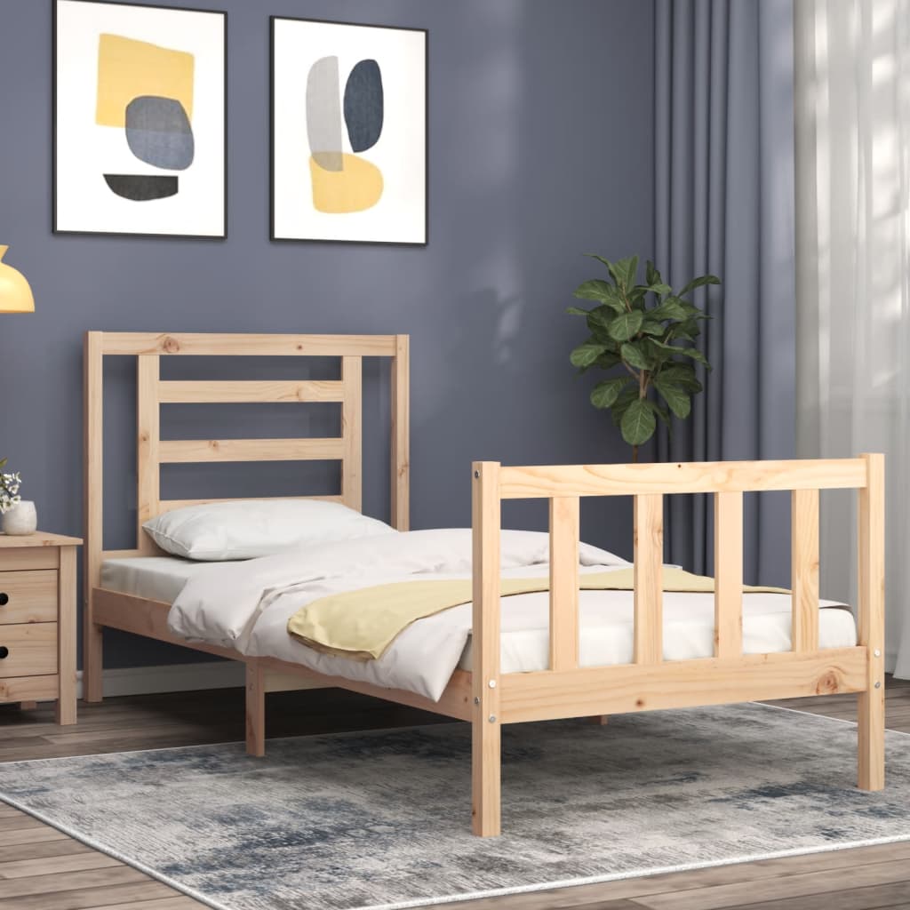 Bed Frame with Headboard Single Solid Wood