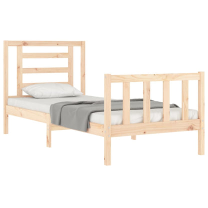 Bed Frame with Headboard Single Solid Wood