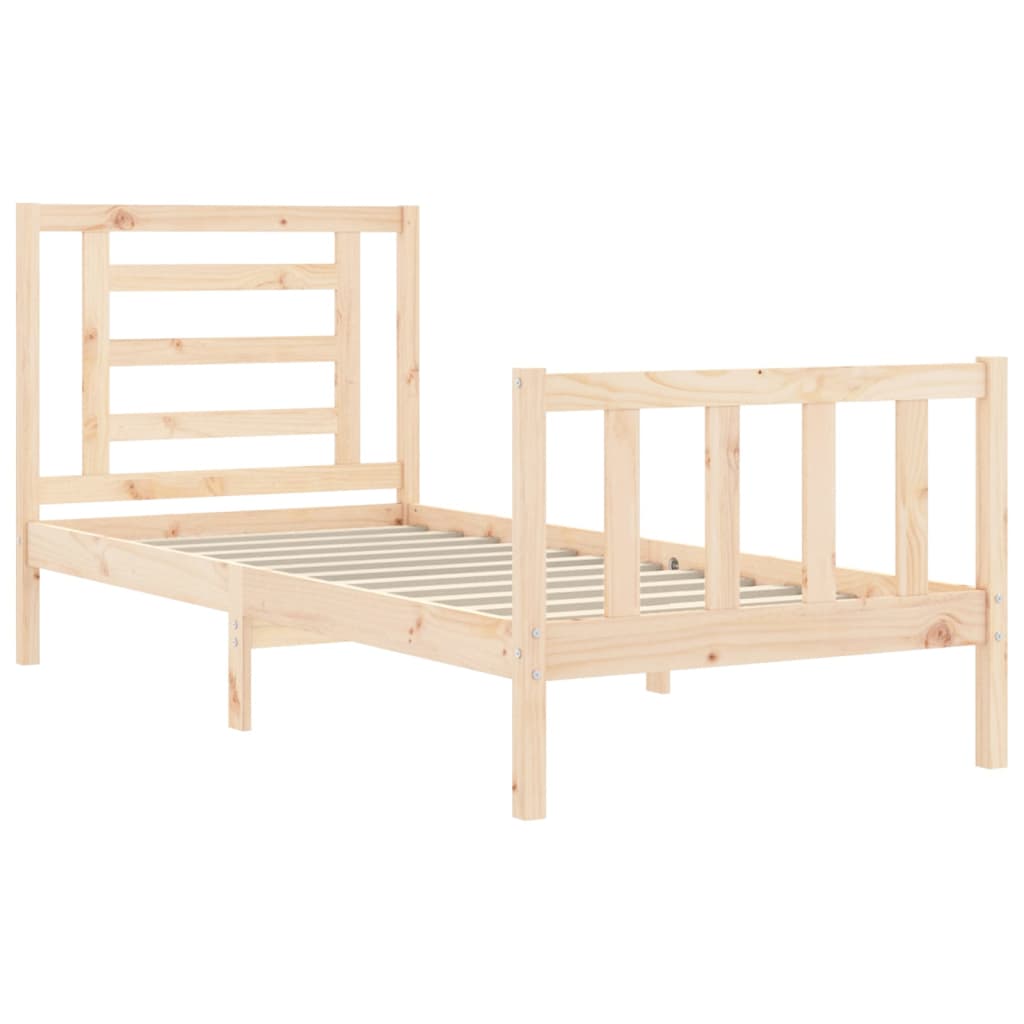 Bed Frame with Headboard Single Solid Wood